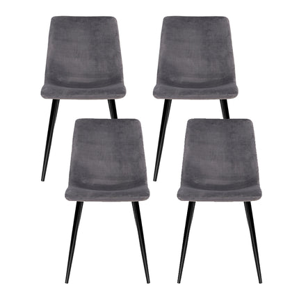 Artiss Dining Chairs Set of 4 Velvet Horizontal Slope Grey