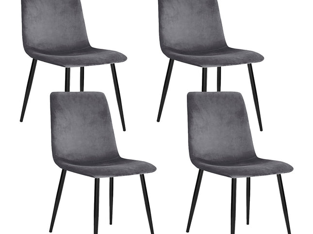 Artiss Dining Chairs Set of 4 Velvet Horizontal Slope Grey