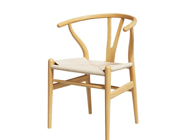 Artiss Dining Chair Wooden Rattan Seat Wishbone Back