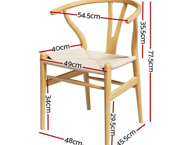 Artiss Dining Chair Wooden Rattan Seat Wishbone Back