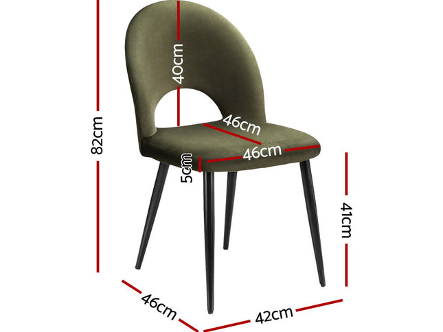 Artiss Dining Chairs Set of 4 Velvet Hollow Green