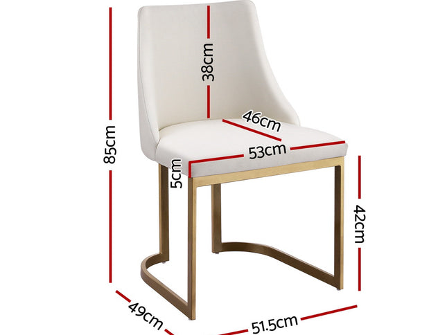 Artiss Dining Chairs Set of 2 Linen Fabric Frame Beige