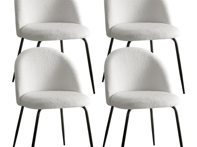 Artiss Dining Chairs Set of 4 Sherpa Boucle White