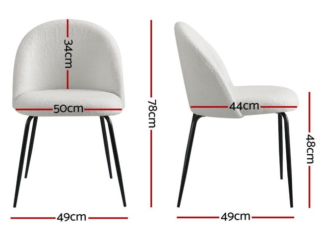 Artiss Dining Chairs Set of 4 Sherpa Boucle White