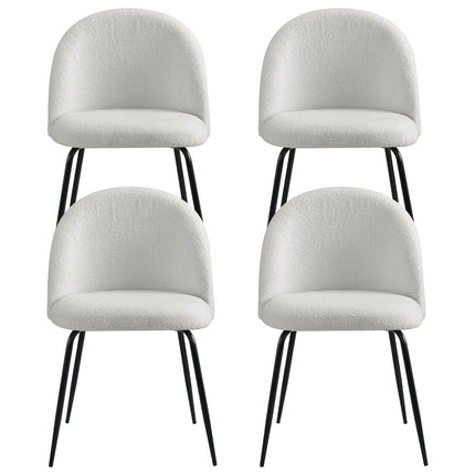 Artiss Dining Chairs Set of 4 Sherpa Boucle White