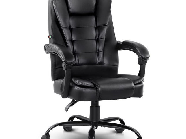 Artiss Massage Office Chair Executive Computer Gaming Chairs Black PU Leather