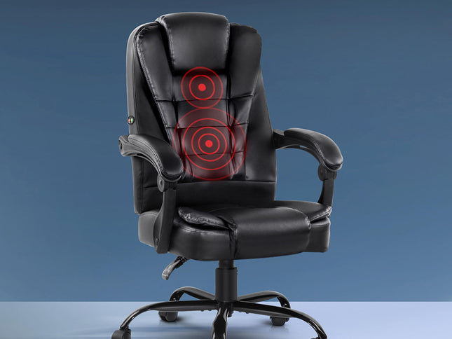 Artiss Massage Office Chair Executive Computer Gaming Chairs Black PU Leather