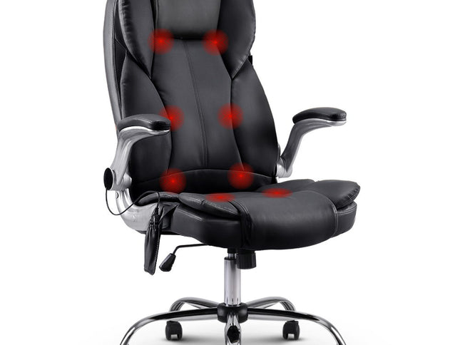 Artiss 8 Point Massage Office Chair PU Leather Black