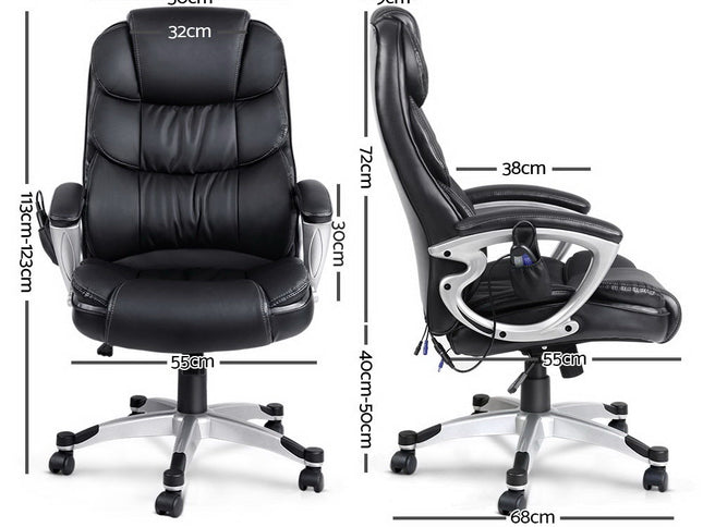 Artiss 8 Point Massage Office Chair Heated Seat PU Black