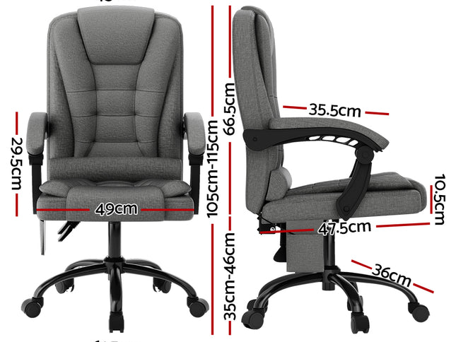Artiss 2 Point Massage Office Chair Fabric Black