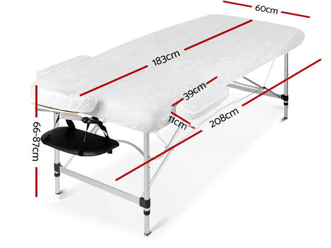 Zenses Massage Table 60cm Portable 3 Fold Aluminium Beauty Bed Black