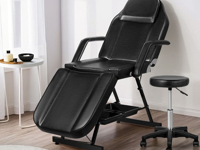 Zenses Massage Table Adjustable Salon Bed Chair 3-Fold Black