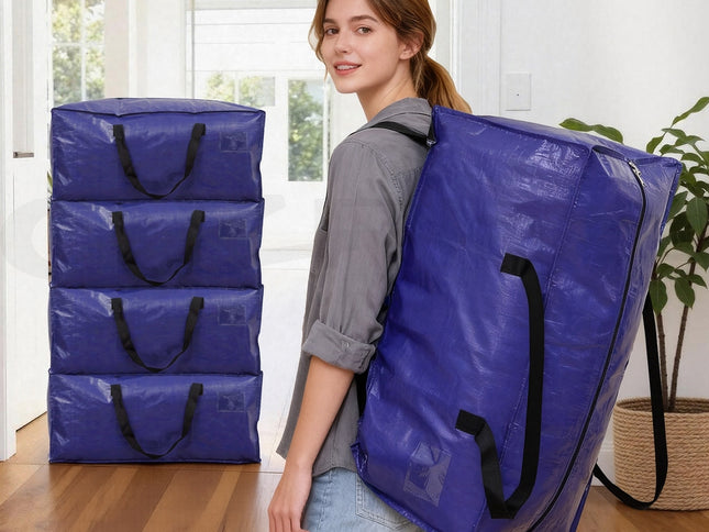 Artiss Moving Bags Heavy Duty Waterproof Backpack Straps Large Storage Totes 5 Pack Blue