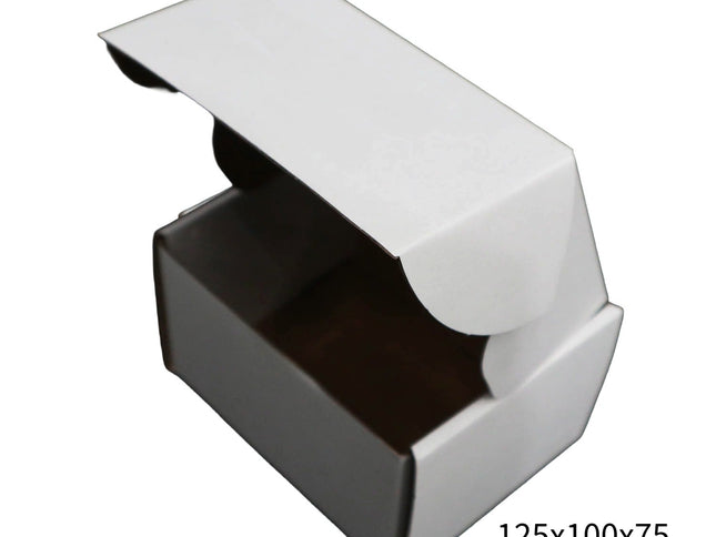 125x100x75mm White Cardboard Mailer Box – Self-Locking Die-Cut 100pk-2029334117719609344