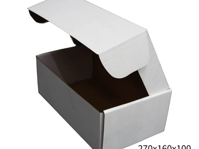 270x160x100mm White Cardboard Mailer Box – Self-Locking Die-Cut 100pk-2029334118046765056