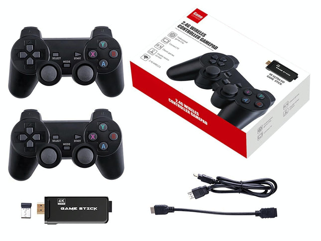 64Gb 4K Retro Game Stick + 2 Wireless Gamepads & 10 000+ Pre-Installed Games-1915198063752908801