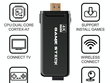 64Gb 4K Retro Game Stick + 2 Wireless Gamepads & 10 000+ Pre-Installed Games-1915198063752908806