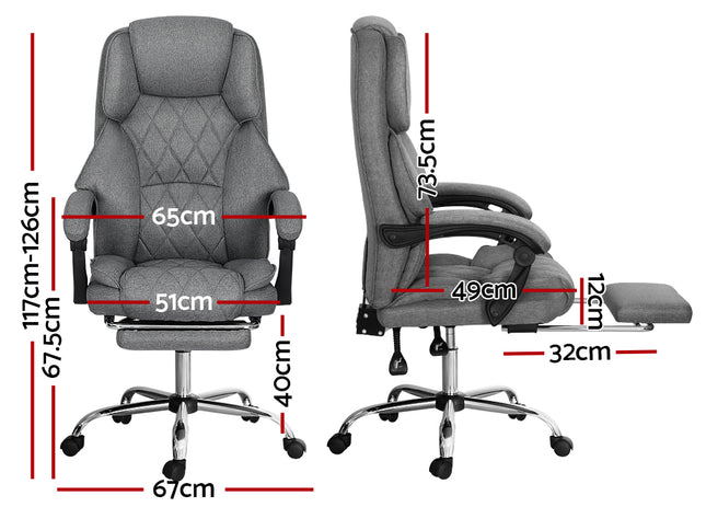 Artiss Executive Office Chair Footrest Grey