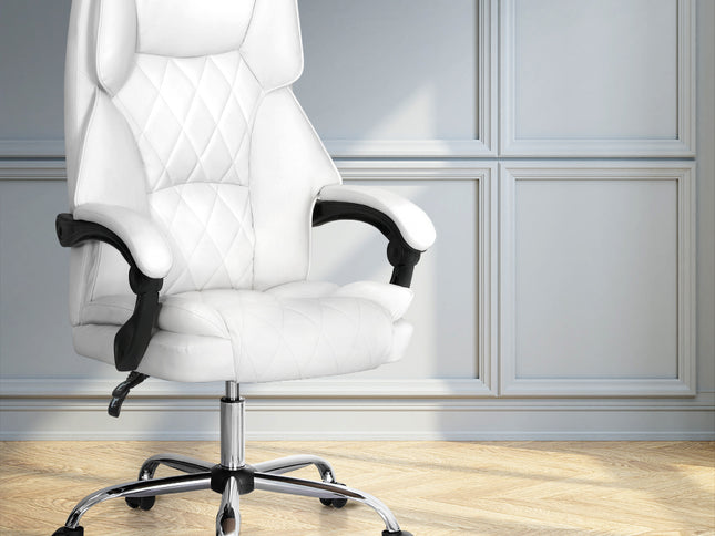 Artiss Executive Office Chair Leather Recliner White