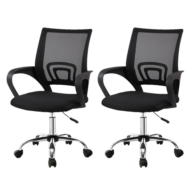 Artiss 2x Mesh Office Chair Mid Back Black