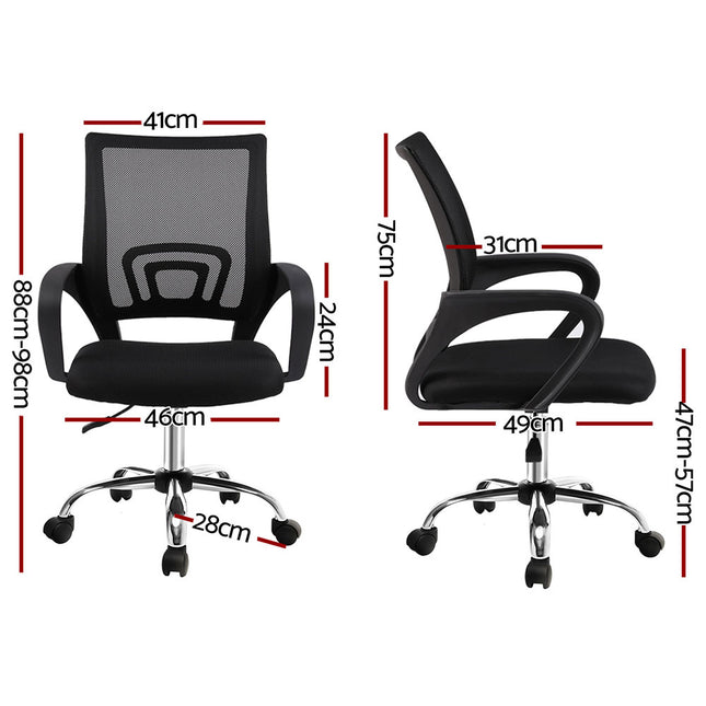 Artiss 2x Mesh Office Chair Mid Back Black