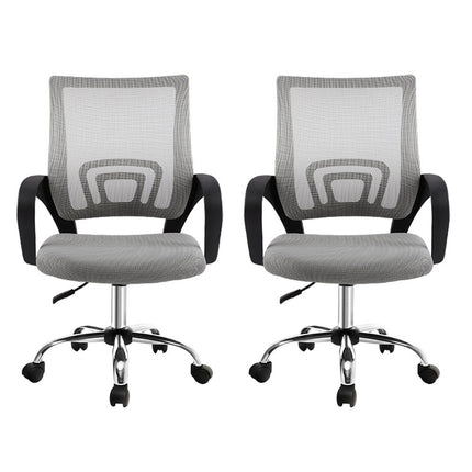 Artiss 2x Mesh Office Chair Mid Back Grey