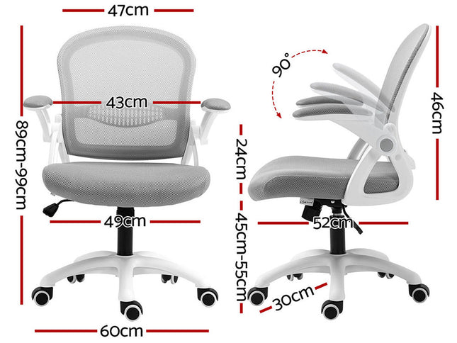Artiss 2x Mesh Office Chair Computer Gaming Desk Chairs Work Study Mid Back Grey