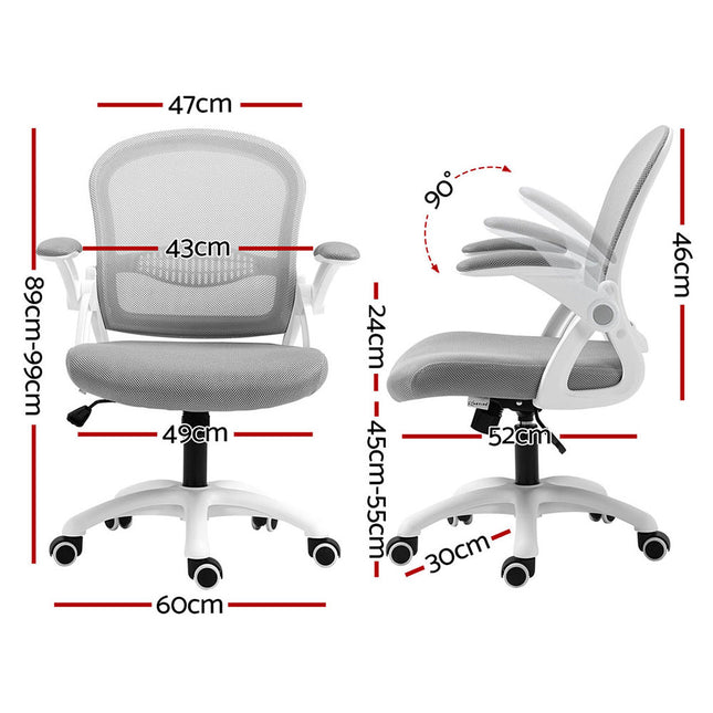 Artiss 2x Mesh Office Chair Computer Gaming Desk Chairs Work Study Mid Back Grey