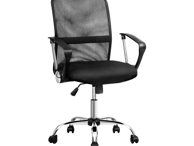 Artiss Mesh Office Chair Mid Back Black