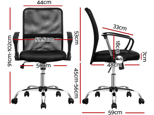 Artiss Mesh Office Chair Mid Back Black