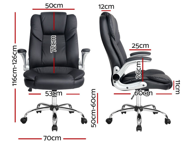 Artiss Executive Office Chair Leather Tilt Black