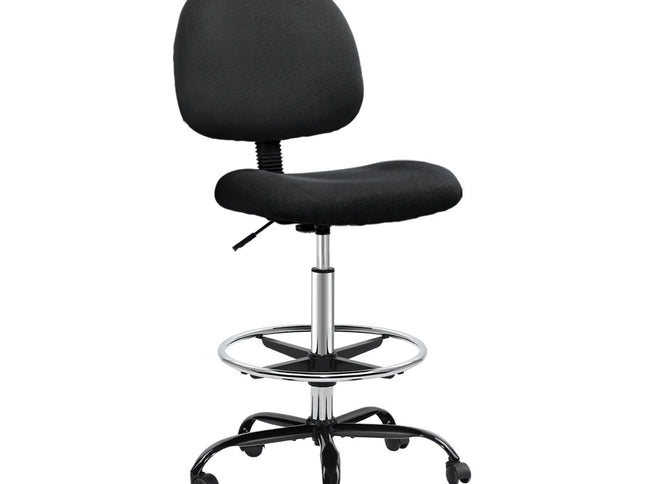 Artiss Office Chair Drafting Stool Fabric Chairs Black