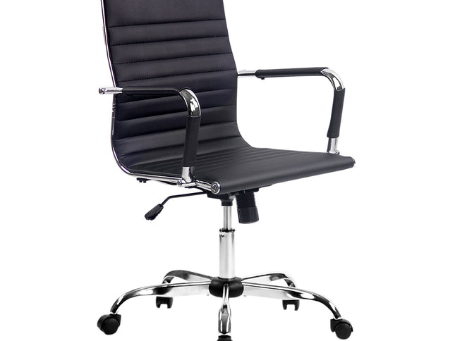 Artiss Office Chair Conference Chairs PU Leather Mid Back Black