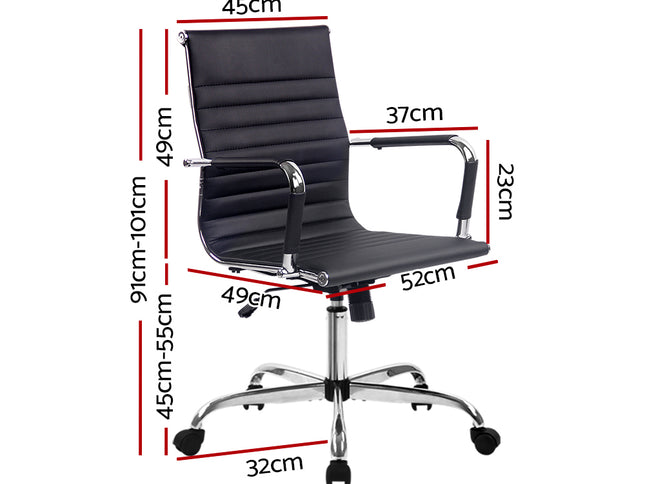 Artiss Office Chair Conference Chairs PU Leather Mid Back Black
