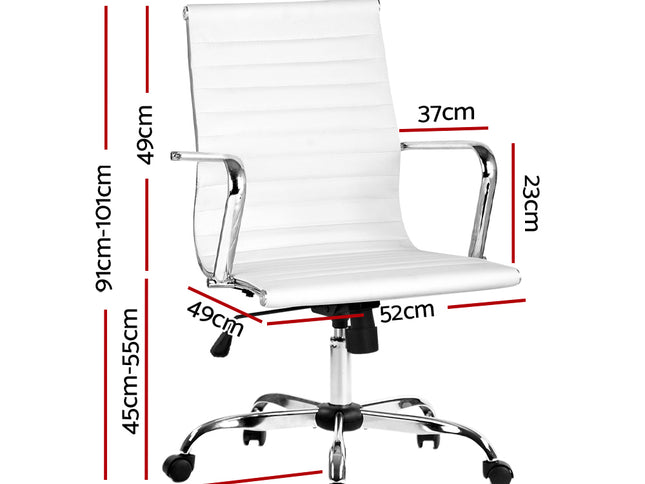 Artiss Office Chair Conference Chairs PU Leather Mid Back White