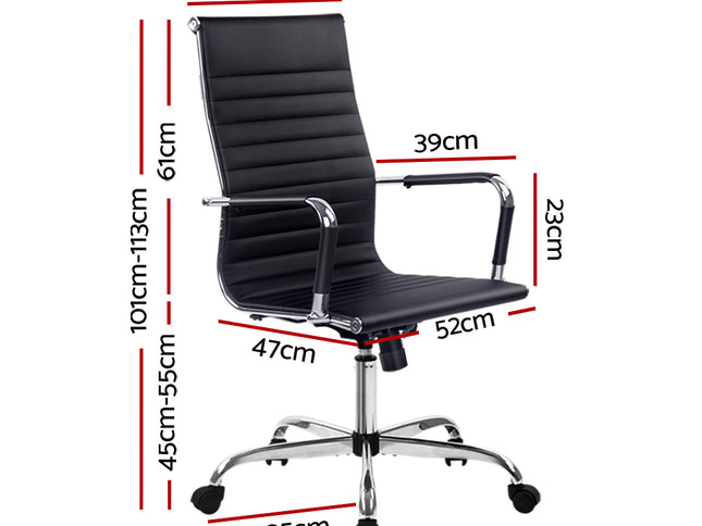 Artiss Office Chair Conference Chairs PU Leather High Back Black