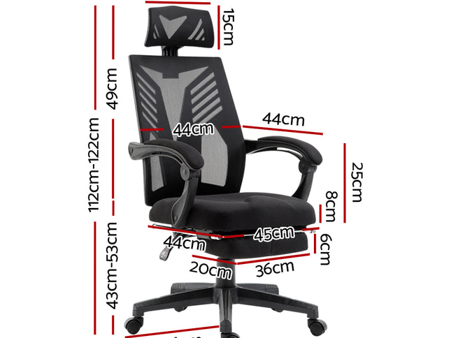 Artiss Mesh Office Chair Recliner Black