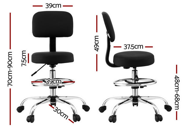 Artiss Office Chair Drafting Computer Standing Desk Chairs Ergonomic PU Black