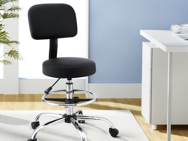 Artiss Office Chair Drafting Computer Standing Desk Chairs Ergonomic PU Black