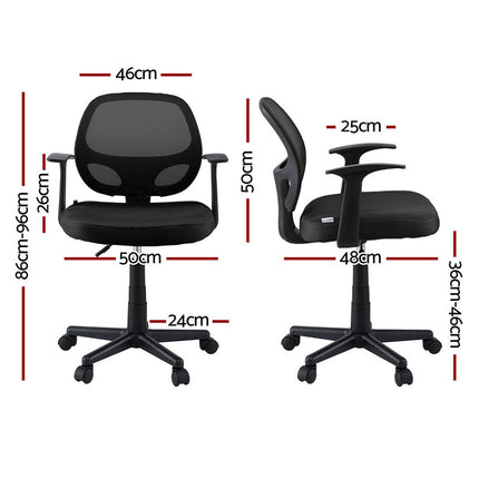 Artiss 2x Mesh Office Chair Computer Gaming Desk Chairs Work Study Mid Back Black