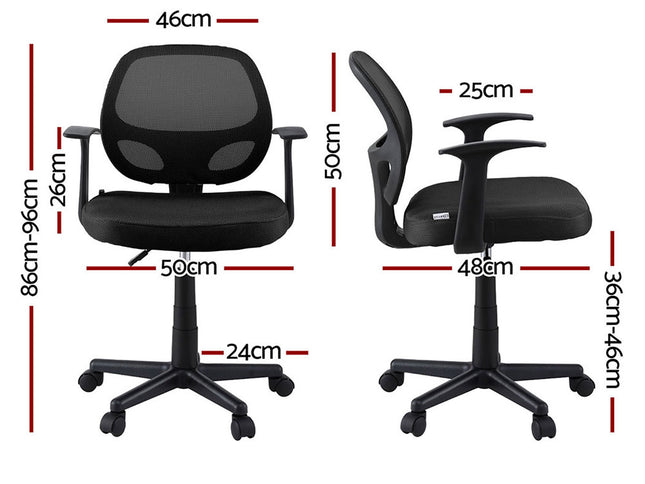 Artiss 2x Mesh Office Chair Computer Gaming Desk Chairs Work Study Mid Back Black