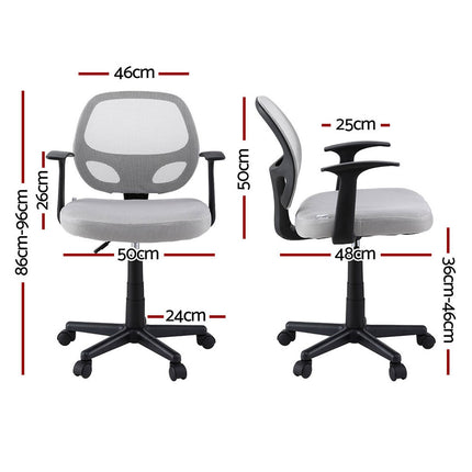 Artiss 2x Mesh Office Chair Computer Gaming Desk Chairs Work Study Mid Back Grey