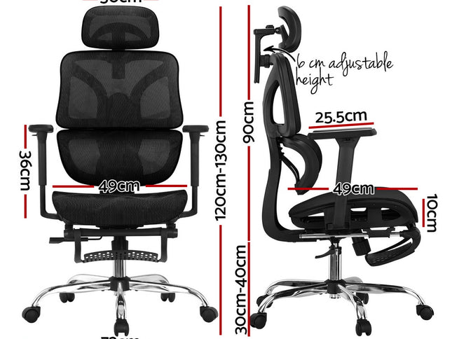 Artiss Ergonomic Office Chair Footrest Black