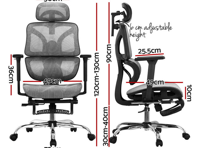 Artiss Ergonomic Office Chair Footrest Grey