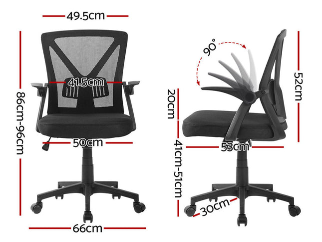 Artiss 2x Mesh Office Chair Mid Back Black