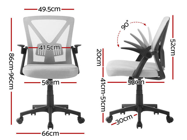 Artiss 2x Mesh Office Chair Mid Back Grey