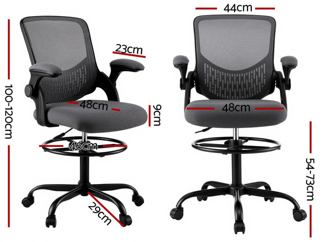 Artiss Office Chair Drafting Chairs Stool Computer Desk Studios Mesh Grey