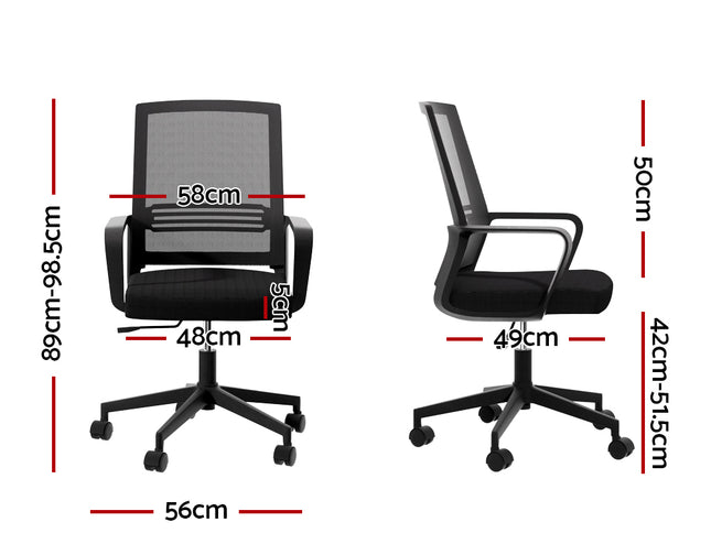 Artiss Mesh Office Chair Computer Gaming Desk Chairs Work Study Mid Back Black