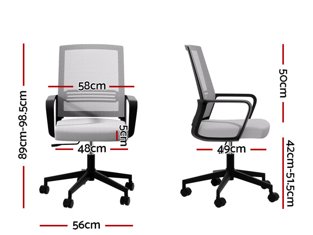 Artiss Mesh Office Chair Computer Gaming Desk Chairs Work Study Mid Back Grey