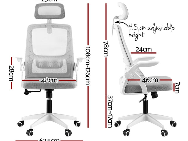 Artiss Ergonomic Office Chair Computer Desk Chairs Headrest Adjustable Grey